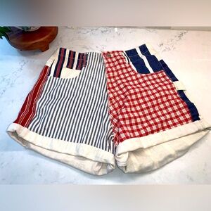 Vintage Nikki Lee USA Flag Denim Shorts Size 11 12 26”